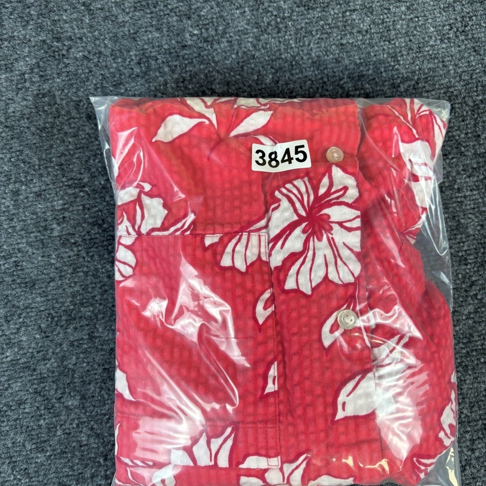 Gap Seersucker Shirt Mens 2XL Red White Floral Cotton Short Sleeve Button Up - Picture 8 of 8